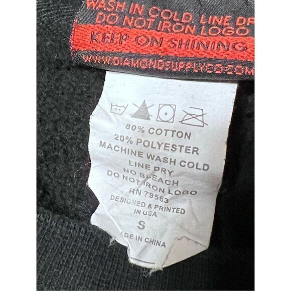 Diamond Supply Company Black Long Sleeve Leopard Print Sweatshirt Size Small - Picture 4 of 4